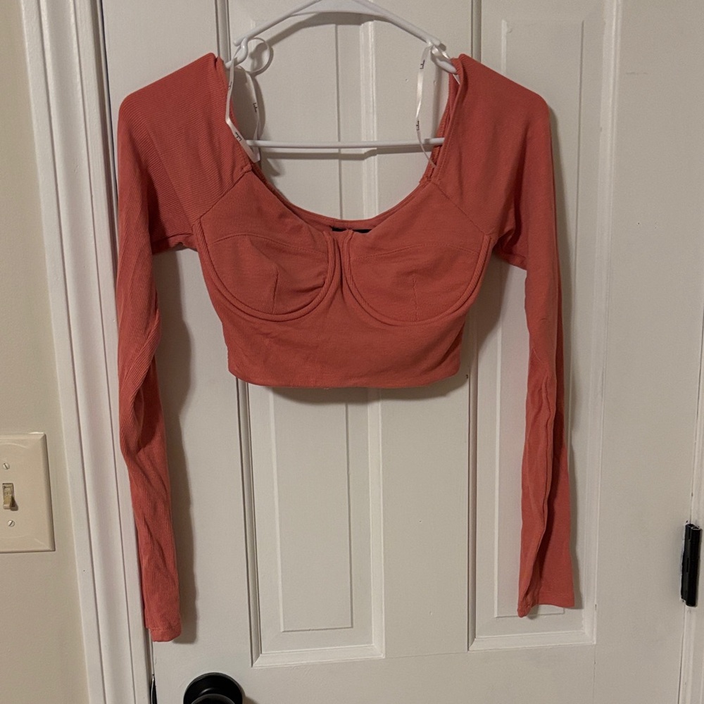 Lulu's Coral Long Sleeve Blouse